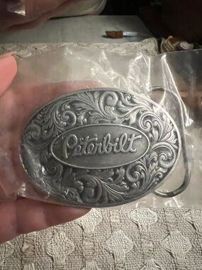 PETERBILT Classic Vintage Logo with Filigree Antique Pewter Belt Buckle *NWT*